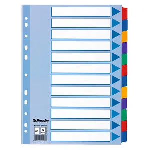 Esselte Ordnerregister DIN A4 Vollformat blanko farbig 12-teilig, 1 Satz