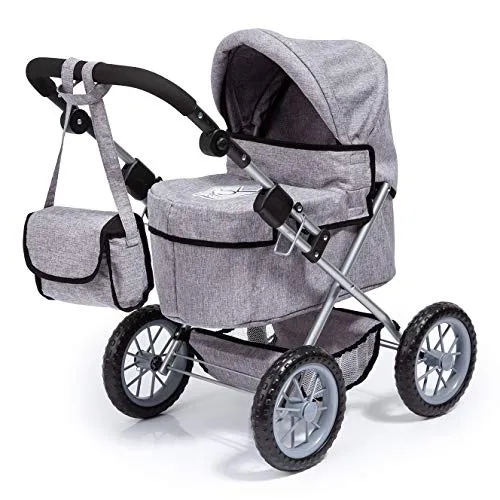 Bayer Design Puppenwagen Trendy - Höhenverstellbarer Puppenwagen für Puppen bis 46 cm, zusammenklappbar für einfachen Transport und mit Einkaufskorb für zusätzlichen Stauraum.