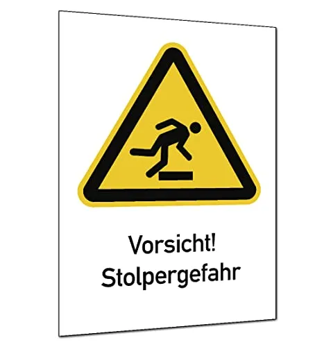 Vorsicht! Stolpergefahr ISO 7010, Kombischild, Kunststoff, 210x297 mm