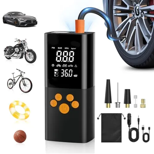 Elektrische Luftpumpe 180PSI mit 25000mAh Akku – Smart Kompressor für Auto und Fahrrad