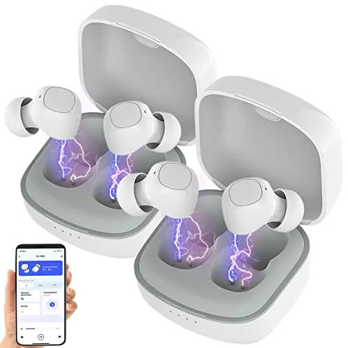 auvisio Kabellosse Kopfhörer: In-Ear-Stereo-Headset, BT 5, Ladebox, 18 Std. Spielzeit, App, 2er-Set (Ohrhoerer, Ohrhörer in-Ear, Bluetooth)