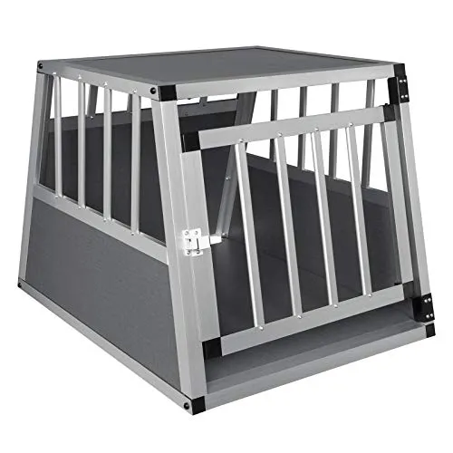 EUGAD Tiertransportbox: Aluminium Hundetransportbox 69x54x50 cm, Grau