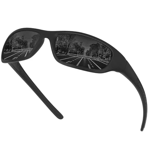 Vimbloom Sonnenbrille Herren Polarisierte Sportbrille Fahrradbrille mit UV 400 Schutz Autofahren Laufen Radfahren Golf für Angeln Herren Damen VI367 (Schwarze Matte)
