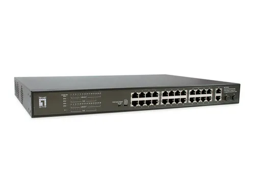 LevelOne FGP-2831 - 28-Port Unmanaged PoE Switch - Hubs - 28 Fast Ethernet PoE-Ports mit 390W Gesamtleistungsbudget, ideal für einfache Installation und Verwaltung von Netzwerkgeräten in kleinen und mittleren Unternehmen.