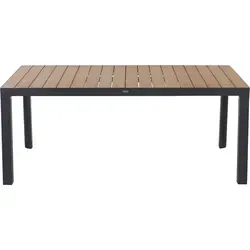 Siena Garden Silva Dining Tisch 180x100cm - Gartentisch in matt anthrazit mit robuster HPL-Tischplatte in Teak-Optik – ideal für stilvolle Outdoor-Dinner und gesellige Runden.