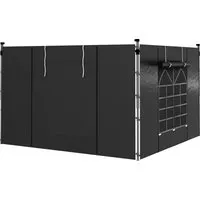 Outsunny Seitenteile für Pavillon - Schwarz - Hochwertige Seitenwände aus strapazierfähigem Oxfordpolyester, ideal für 3x3 m oder 3x6 m Pavillons. Mit aufrollbaren Fenstern und Reißverschlusstüren für einfachen Zugang.