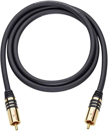 Oehlbach Cinch Audio Anschlusskabel [1x Cinch-Stecker - 1x Cinch-Stecker] 1.00m Schwarz vergoldete Steckkontakte NF Sub