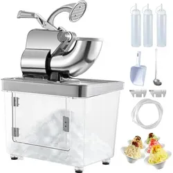VEVOR Eiscrusher 3000 W, Smoothie Maker Machine mit Eisspeicherkapazität 34 L, Silbriger Smoothie Mixer, Edelstahl Maschine mit Doppelschneidkopf und Ergonomischer Griff, für Milchshakes, Smoothies