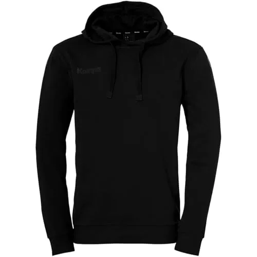 Kempa Kapuzenpullover Hoodie für Herren (3XL) - Stylischer Hoodie in Schwarz mit Kordelkapuze, elastischen Kempa-Prints und angenehmem Tragekomfort. Ideal für Badminton und Freizeit.