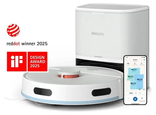 Philips HomeRun 2000 Series XU2100/25 – Saug- und Wischroboter - Saugroboter mit intelligenter Lasernavigation, automatischer Staubbehälterentleerung und gezielter Zonenreinigung für ein müheloses Reinigungserlebnis.