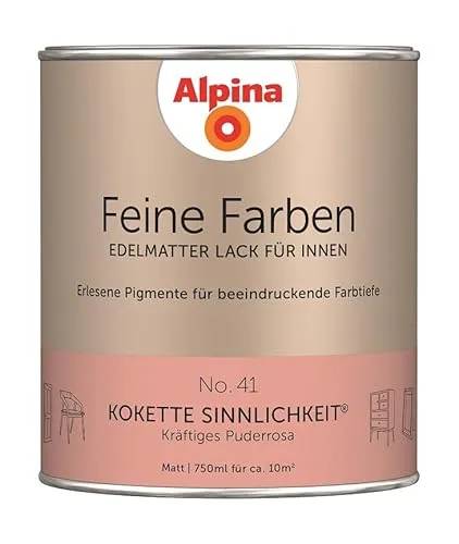 Alpina Feine Farben Lack No. 41 Kokette Sinnlichkeit 750ml - Lack für den Innenbereich in kräftigem Puderrosa, ideal für Holz, Metall und Kunststoff. Verleiht jedem Raum eine edelmatt Oberfläche.