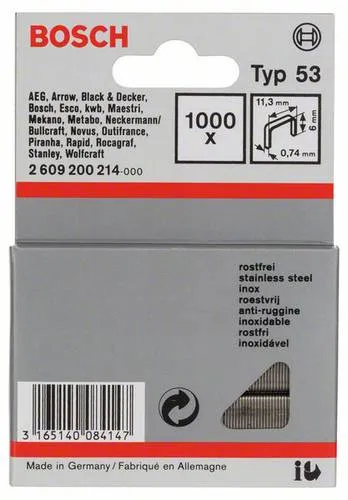 Bosch Accessories 2609200214 Feindrahtklammern Typ 53 1000 St. Abmessungen (L x B) 6mm x 11.4mm
