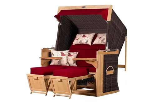 deVries PURE® Strandkorb Friesland Sylt XL - PE stone grey inkl. Schutzhülle - Genießen Sie entspannte Stunden im eigenen Garten mit dem deVries Strandkorb Friesland Sylt XL. Hergestellt aus robustem Teakholz und pflegeleichtem PE-Geflecht, bietet er optimalen Komfort und Schutz vor Wind.