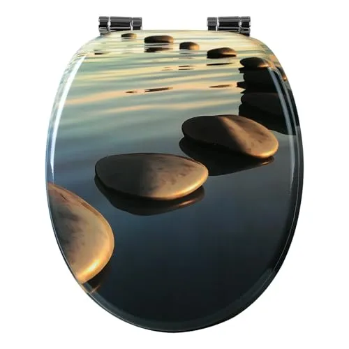 Woltu WC-Sitz MDF mit Absenkautomatik Stones Grau