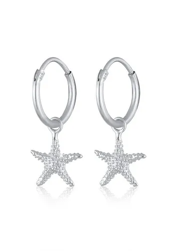 Elli Paar Creolen mit Seestern Einhänger 925 Silber - Maritime Creolen für Frauen, abnehmbarer Seestern Anhänger sorgt für sommerliches Urlaubsfeeling und verspielten Look.