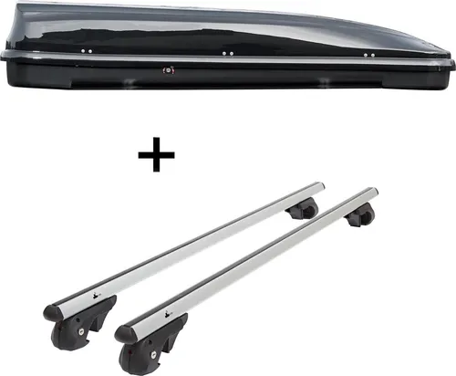 Dachbox VDPFL460 460Ltr schwarz glänzend mit Alu Relingträger für BMW 3er Touring E36