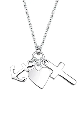 Elli Halskette Damen Kreuz Herz Anker Anhänger in 925 Sterling Silber - Moderne Damenhalskette aus 925 Sterling Silber mit stilvollem Kreuz-, Herz- und Anker-Anhänger. Perfekt für jeden Anlass und ein ideales Geschenk für Schmuckliebhaberinnen.