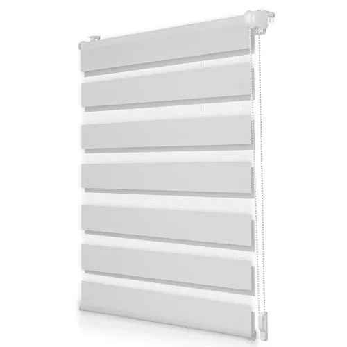 ROOMY Duo-Rollo Doppelrollo Klemmfix, ohne Bohren, Blickdicht, mit Montageschiene Sichtschutz Sonnenschutz Weiß, 55 cm x 150 cm (B x L)