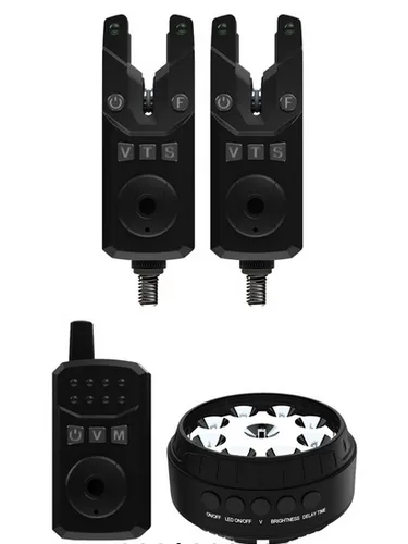 Sonik SKS2 Alarm Set 2+1+BL - Bissanzeiger Set mit 2 Alarmen und einem Receiver, ideal für präzises Angeln und zuverlässige Bissanzeige.