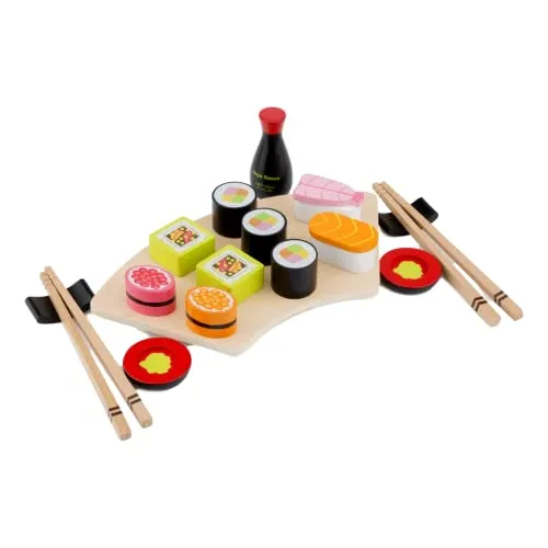 New Classic Toys 10593 Sushi Set - Spielzeug-Lebensmittel für kreative Kinder, fördert die Farbwahrnehmung und Hand-Augen-Koordination beim Spielen. Sicher und langlebig, ideal für kleine Meisterköche ab 3 Jahren.