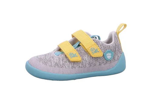 Affenzahn Halbschuh Knit Happy Nashorn - Vegan, rutschfest & flexibel - Leichte Halbschuhe aus flexiblem Knit-Material, das sich an den Fuß anpasst. Mit Klettverschluss, reflektierenden Details und buntem Design – ideal für Kinder in Größe 21-32.
