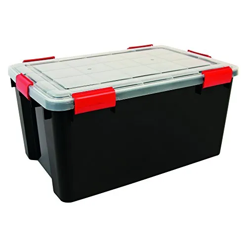Liter Große weathertight luftdicht schwarz/transparent Kunststoff feuchten Bereich Dry Aufbewahrungsbox. 59 cm x 39 cm x 29 cm – hermetisch versiegelt abnehmbarer Deckel. 1 x 50