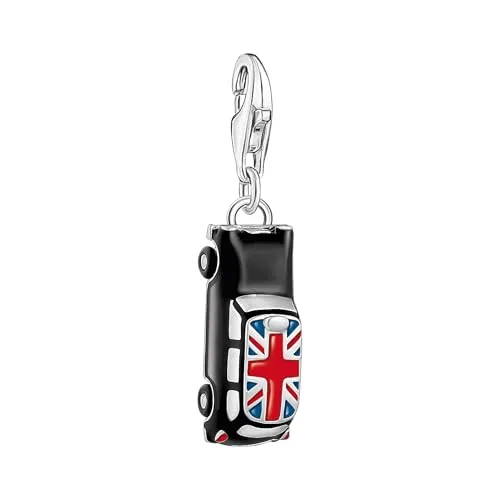 THOMAS SABO 2 Charm-Anhänger LONDON Taxi mit Union Jack in schwarz von THOMAS SABO