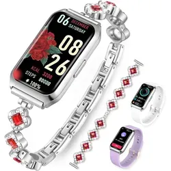 Homailida Smartwatch Damen 1.47 Zoll, Bluetooth Anruf, Fitnessuhr mit SpO2, Herzfrequenz, Schlafmonitor, 100+ Sportmodi, Android iOS