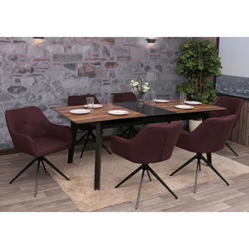6er-Set Esszimmerstuhl MCW-O47, drehbar mit Armlehne