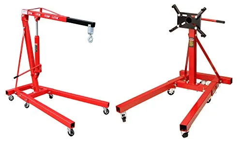 otgerlensker products Motorständer Motorhalter 900 KG + Motorheber Motorkran mit Haken