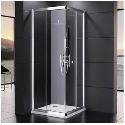 Duschmeister Eckdusche Eckeinstieg Royalux Neo mit Schiebetüren rechteckig 75x80 75x90 75x100, BxT: 75x100 cm, Einscheibensicherheitsglas, ausschwenkbare Türelemente 75 cm x 100 cm