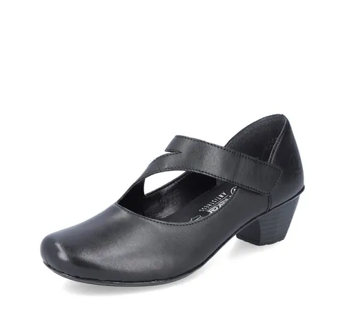 Rieker Sneaker schwarz 39 EU - Wanderschuhe mit Klettverschluss, aus hochwertigem Glattleder, ideal für Komfort und Stil bei Outdoor-Aktivitäten.
