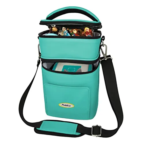 PUNALU kompakte Tasche für die Toniebox und Zubehör mit Soundklappe, Platz für ca. 20 Tonies Hörfiguren (schwarz)