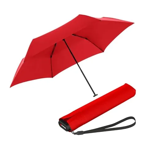 Knirps Regenschirm US.050 Ultra Light Slim Manual, rot - Taschenschirm, sturmfest und bis 100 km/h getestet. Mit nur 115 g leicht und kompakt, ideal für unterwegs. Wasserabweisend und schnelltrocknend.