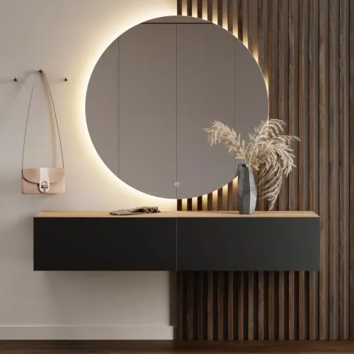 Planetmöbel Flur Möbel Garderobe Hängeschrank 1x 160 cm Gold Eiche/Anthrazit