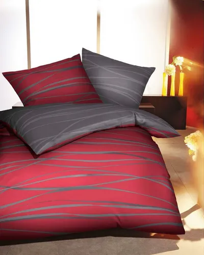 Kaeppel Motion 584 Wendebettwäsche Set - Bettwäsche-Sets in feiner Biber-Qualität, modern mit Wellenlinien-Design, kuschelig und aus 100% Baumwolle für perfekten Schlafkomfort.