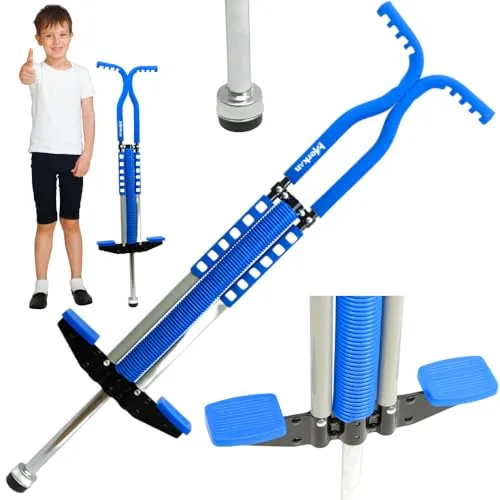 Merkan Pogo Stick, Jump Stick, Springstange, Kindermuster, Softschaum, 5+, bis 70kg (Blau)