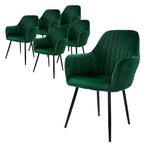 ML-DESIGN Esszimmerstuhl Set (6 St) - Ergonomische Stühle mit Samtbezug - Stühle für Esszimmer und Büro, mit luxuriösem Samtbezug, ergonomischer Rücken- und Armlehne für höchsten Sitzkomfort und elegantes Design.