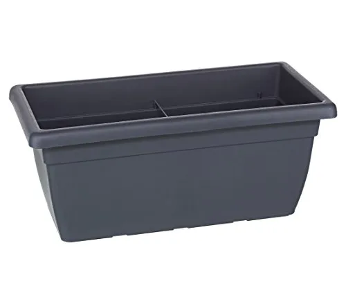 Dehner Blumenkasten - 100 x 45 x 40 cm, robuster Kunststoff in anthrazit, ideal für Balkonbepflanzung mit vorgebohrten Bodenlöchern