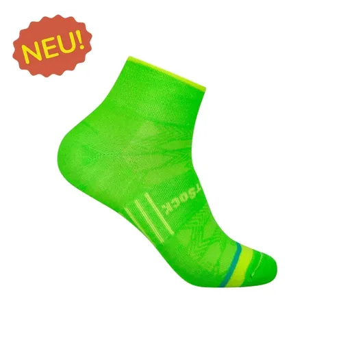 Wrightsock Sportsocken Quarter Coolmesh II (dünn, atmungsaktiv, bequem) lime - 1 Paar, Größe: 41,5-45