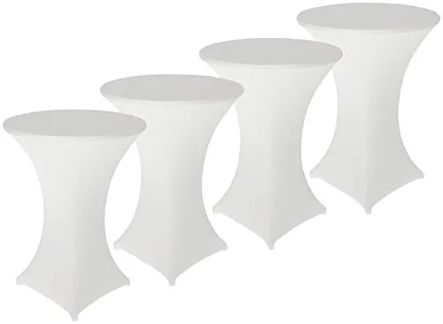 infactory Tischhussen: 4er-Set Stretch-Stehtischhussen, Oeko-TEX® Standard 100, Ø 80 cm, weiß (Stetchhussen, Stehtisch-Schonbezug)