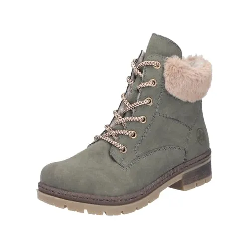 Rieker Damen Y7424 Schnürstiefel, Grün, 40 EU - Wanderschuhe mit kuscheligem Warmfutter und griffiger, flexibler Sohle – ideal für komfortable Outdoor-Abenteuer.