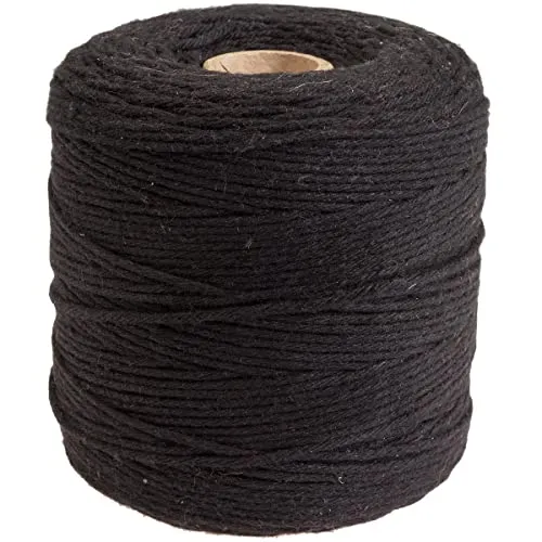DéVa Makramee Garn - 2mm x 300m Länge - Makramee Band aus 100% Baumwolle schwarz