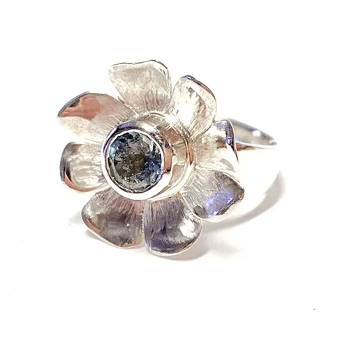 Edelschmiede925 Silberring edler Silber Ring als Blüte Blautopas facettiert 925 Sterling Silber