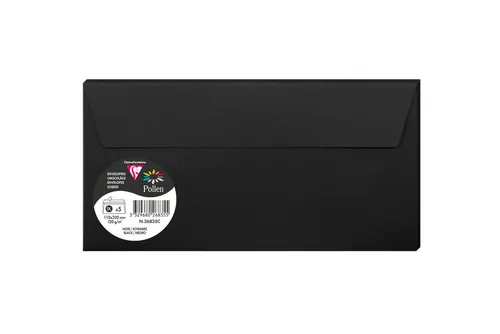 CLAIREFONTAINE Briefumschlag Clairefontaine 5 Umschläge 110x220 schwarz