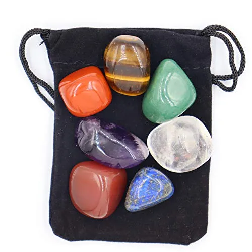 Chakra-Stein,Kristallstein Heilkristalle zur Verwendung als 7 Chakra-Steine und Sorgensteine zur Erdung Ausgleich beruhigendes Meditations-Reiki (7er-Set)