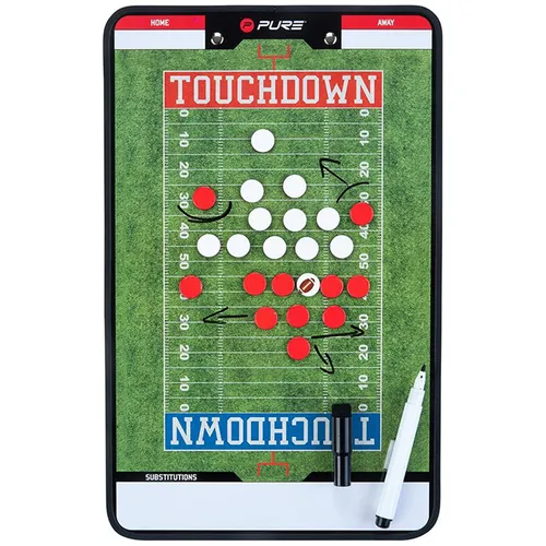 Pure2Improve Taktiktafel American Football, 34,5x21,5 cm, mit Zubehör, Whiteboard-Marker-Stift und Magnete, Doppelseitige Magnettafel Taktikboard Tactic Board Coach Board Trainingsboard Taktikmappe