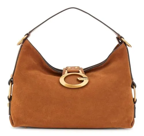 GUESS Leder Schultertasche Camden Shoulder Bag Cognac hellbraun