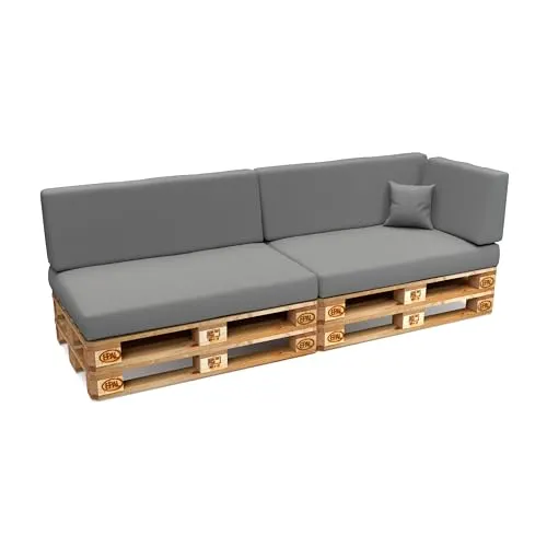POKAR Palettenkissen Wasserabweisend Palettenauflagen mit abnehmbarem Bezug Palettenmöbel Palettensofa 6er Set: Sitzkissen 120x80 + Rückenlehne 120x40, Grau