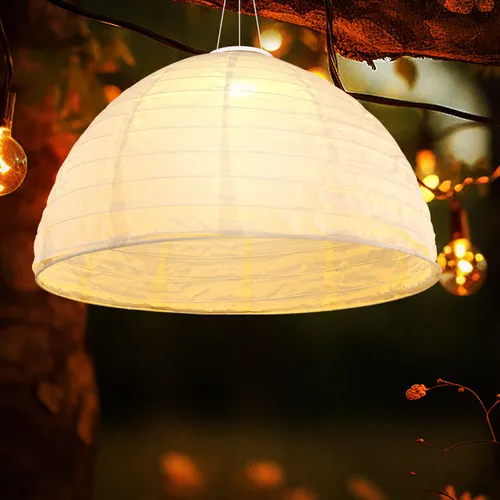 LED Pendelleuchte Solarlampe für den Garten - Solar Hängeleuchte aus Leinen und Kunststoff, bietet bis zu 8 Stunden warmweißes Licht, ideal für stimmungsvolle Abende im Freien. Spritzwassergeschützt und einfach zu bedienen.